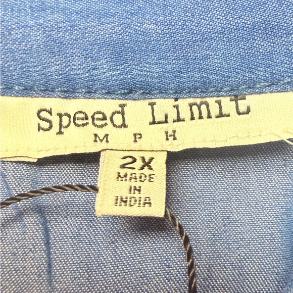 Speed Limit MPH NWT Chambray Button Front Shirt Dress Tunic Women’s Size 2X - Picture 5 of 8